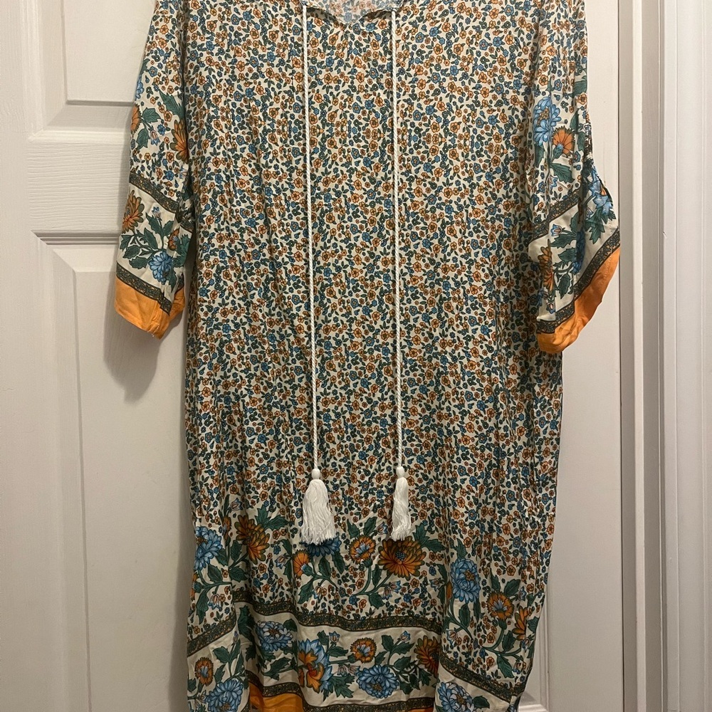 Floral Bohemian Dress with Tassels